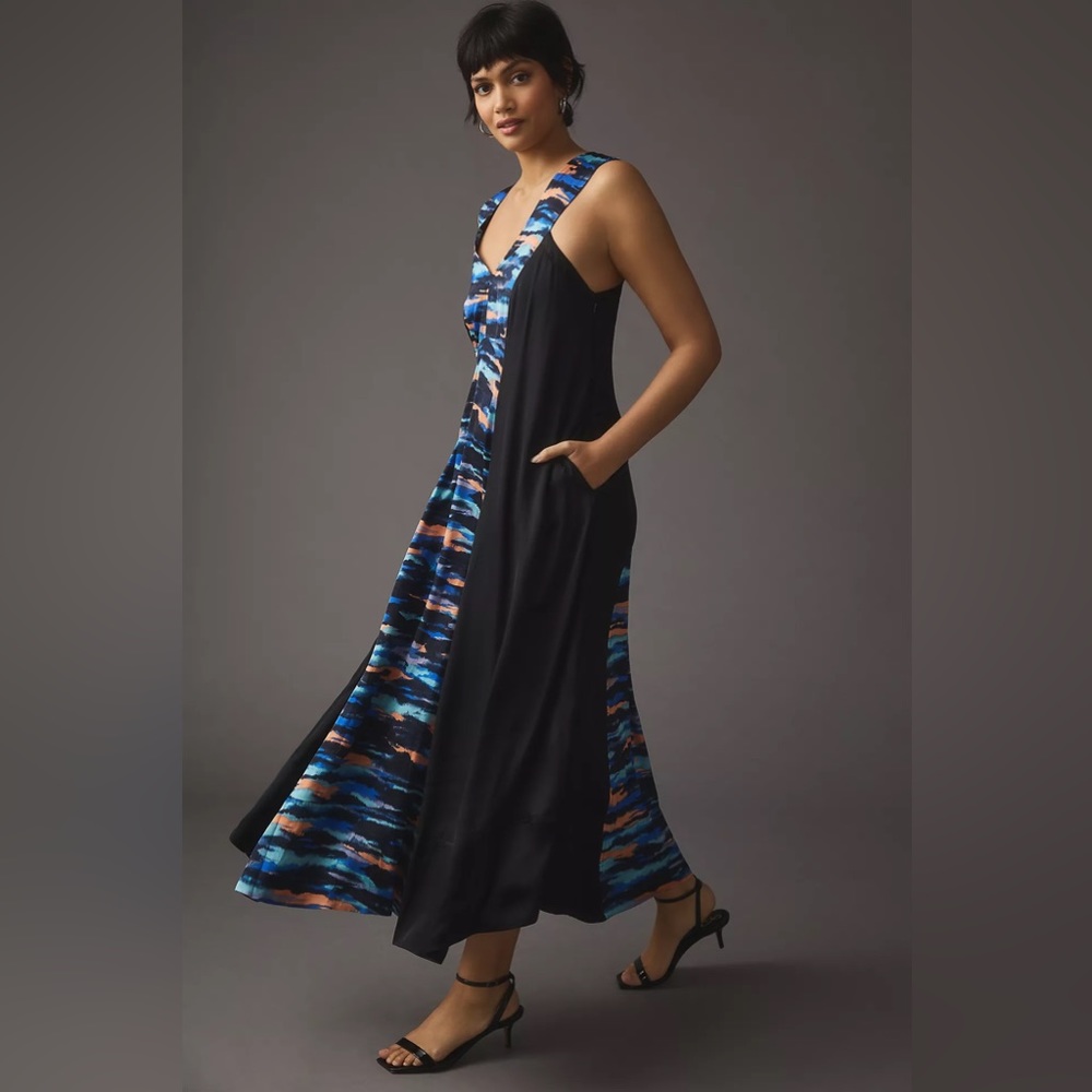 Anthropologie Maeve V-Neck Maxi Dress Black Size 16W